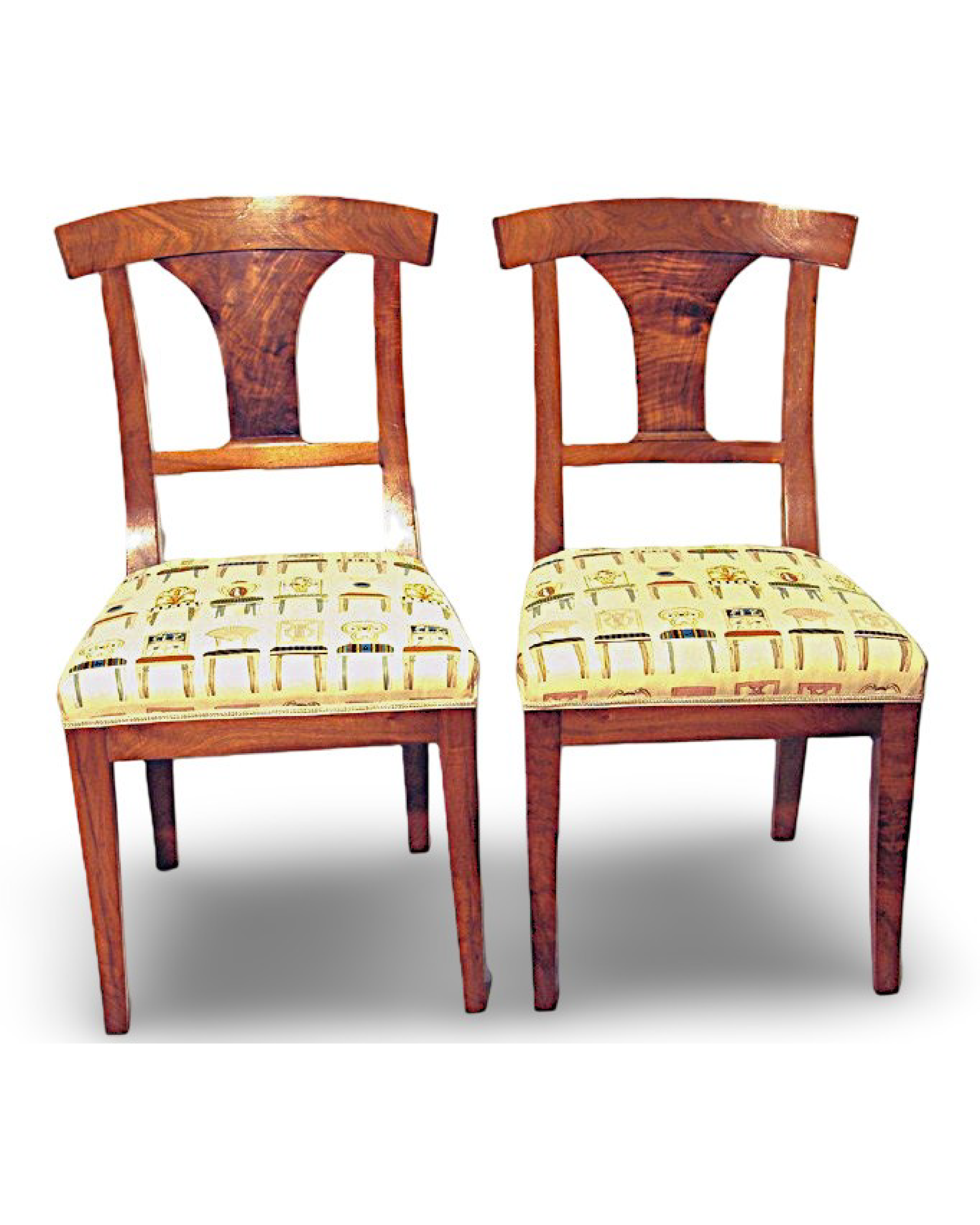 2 gleiche Polsterstühle Nussbaum Biedermeier