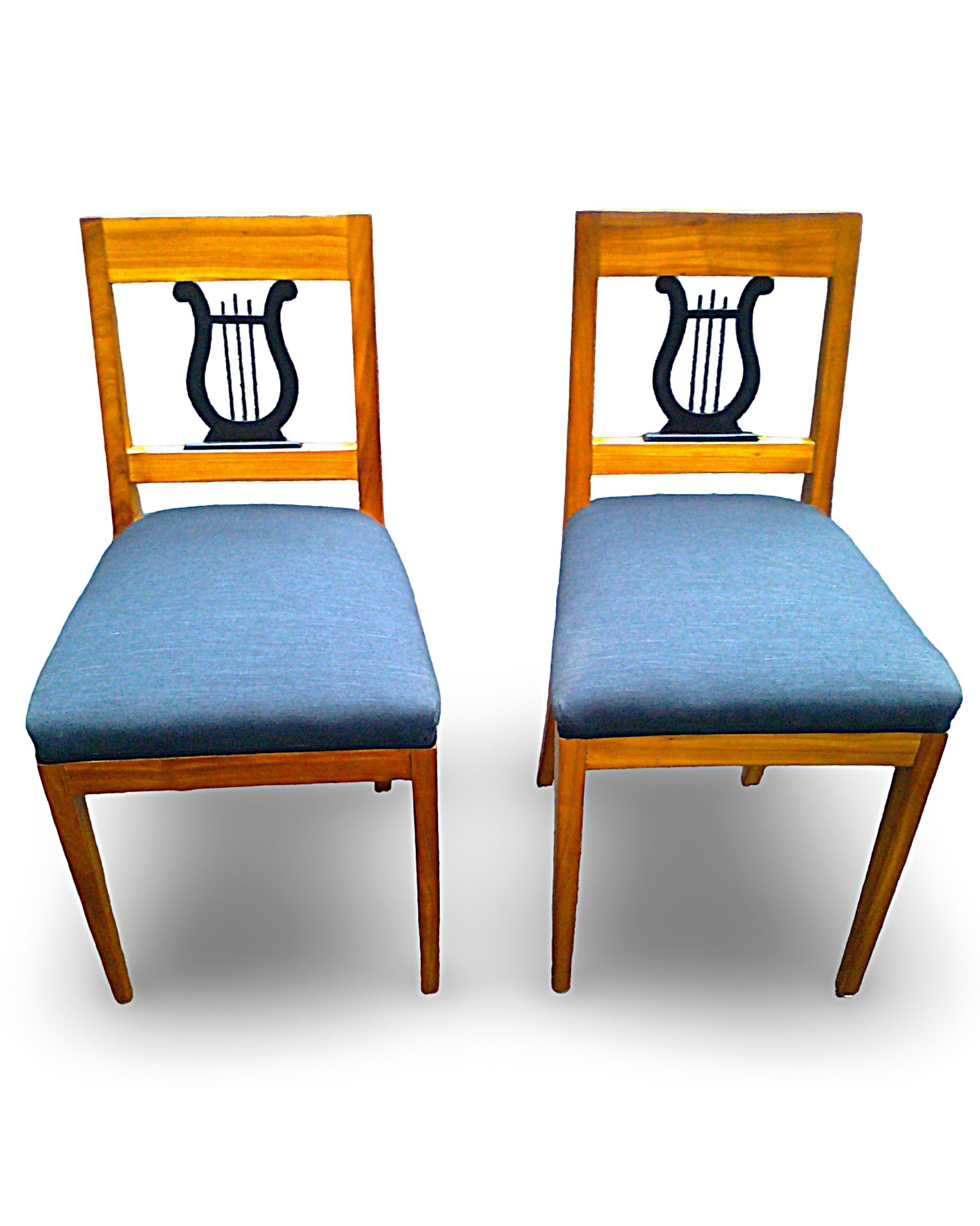 2 gleiche Polsterstühle Biedermeier Kirschbaum – Bild 3