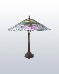 Tischlampe Bleiverglasung schwenkbar Bronzeguss, Tiffany Replik